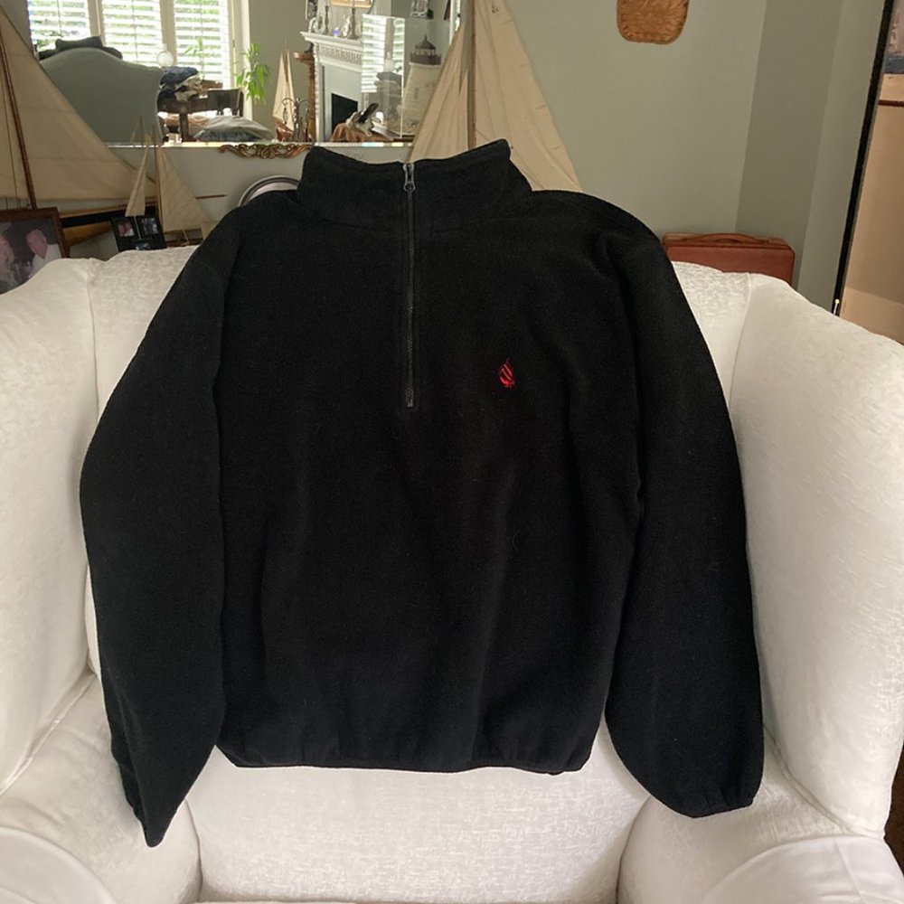 Nautica Black Fleece Pullover - Semi Zip Front